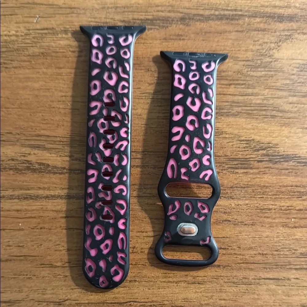 Leopard Print Pink and Black Watch Band